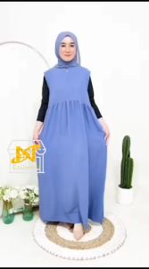 Inner Dress Serut Pinggang Tanpa Lengan Crinkle Airflow Rok Bawah Mayung Ukuran M L XL XXL XXXL 4XL
