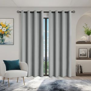 2pcs Modern 100% Blackout Curtain with Coated Lining Solid Colour Curains for Living Room Bedroom Dining Room Home Decor