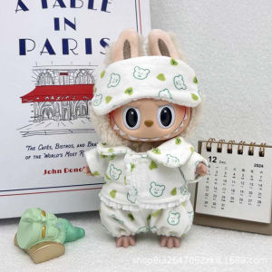 For 15cm/17cm Labubu V1 V2 Dolls Labubu Clothes Cute Eye Mask Pajamas Three Piece Set Accessories Clothing Plush DollS Clothes