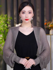 Korean Style Ice Silk Long Sleeve Shawl Womens Outerwear Summer Fashionable Versatile Thin Sun Protection Knitted Cardigan