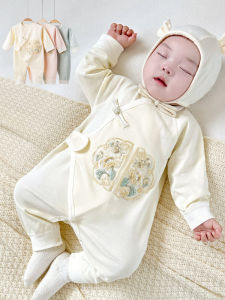 Spring and Autumn Baby Rompers: New Chinese Style Pure Cotton Jumpsuits