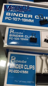 1 Box isi 12 Pcs Binder Clips Pacman Ukuran 155-32MM | Penjepit Kertas Kecil Sedang Dan Tebal