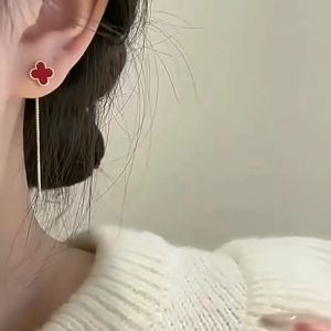 Anting Titanium Wanita Bunga Semanggi Juntai Terbaru: Anti Karat & Tidak Luntur