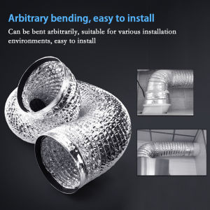 VARIER Universal Flexible Aluminum Foil Duct Ventilation Kitchen Bathroom Office Factory range hood Exhaust pi-pe smoke Thickened Telescopic Vent Hose