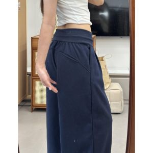 Quần Ống Rộng Cạp Cao Phong Cách Hàn Quốc Cho Nữ Mùa Thu Quần Dài Thường Ngày Rộng Rãi Thoải Mái Dài Cho Người Cao