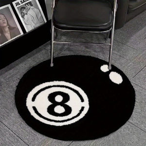 VIKAMA Black Billiards 8 Ball Carpet Anti-Slip Carpet Living Room Sofa Cushion Soft Bedroom Rug Home Decor Fluffy Foot Mat