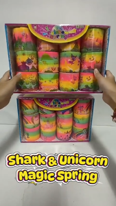 12pcs Box Magic Spring Cute Shark / Rainbow Unicorn Slinky Spring / Projector Magic Spring Toys