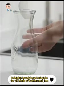 90° Foldable Silicone Baby Bottle Brush. Long Soft Bristle Head. No Dead Corners. Hangable for Storage. Easy To Clean Stains. Water Bottle and Milk Can Brush. Kitchen Essential.