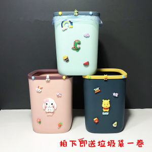 Nordic Ins Style Large Size Covered Bin Living Room Bedroom Uncovered Paper Wastebasket Cute Cartoon Creative Home Decor