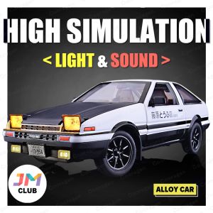 Initial D TOYOTA AE86 Trueno Car Model Toy Car ALLOY DIECAST CAR MODEL with Sound and Light 1:32 Scale AE86 Sport Car Toys Pull Back Vehicle Toy Car With Original Box Birthday Gift Collection for Kids Boy Boyfriend Gift Idea
