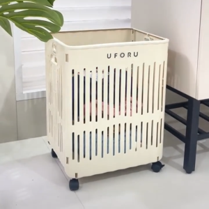【PLAYFUL】Folding Dirty Clothes Basket Clothes Storage Basket Household With Wheels