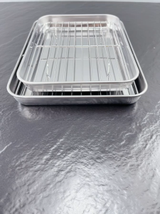 Stainless Steel Baking Tray with Removable Cooling Rack Set Non-stick Chips Basket Baking Dish Grill Mesh BBQ Tray