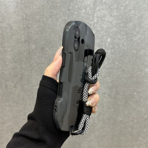 Black Super Sports Car Style Phone Case for 12 13 14 15 16 16Pro Max 17 with Hand Strap Shockproof Cool Design by Zhige