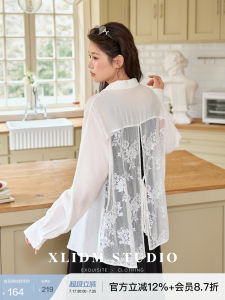 Translucent Lace and Ties Design Large Size Womens Spring/Summer Shirt