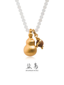 YANDAO | Elegant Exclusive High-Quality Chinese White Agate Gourd Double Pendant Clavicle Necklace