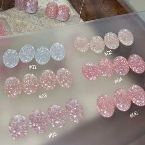1-16pcs WS Summer Autumn Nails Halloween Nails White Pink Fine Glitter Broken Diamond Gel Nail Polish Super Flash Nail Art