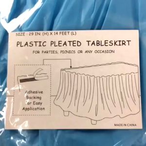1PCS Table Skirt/Cloth PEVA Lightweight Self-adhesive Oil-proof Waterproof Table Desk Dress Cover Disposable Plastic for Home Decoration Kitchen Party Supplies
