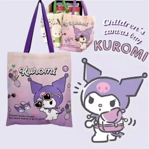 Childrens Eco-Friendly Cartoon Canvas Vest Bag Portable Cotton Shopping Bag with Custom Logo Single Shoulder Design
