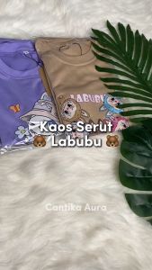 Kaos Serut Crop Top Anak Perempuan Kekinian Labubu | Fashion Umur 4 6 8 10 12 Tahun