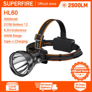 SUPERFIRE HL60 head light led super bright 2500 lumens 36W high power headlight waterproof 90 degrees up and down adjustment headlamp rechargeable P90 lampwick 4 modes