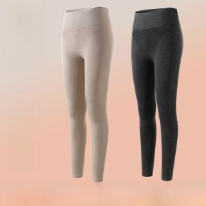 Miiow | High Waist Womens Thermal Pants Fleece Lined Thickened Winter Warm Underwear Elastic Fiber Blend Long Trousers Slim Fit