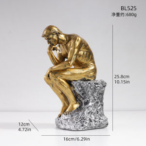 European-style Thinker Resin Figurine Ornament for Creative Home and Office Bookshelf Decoration
