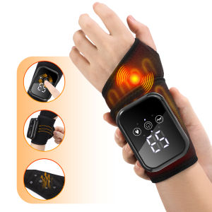 Cordless Wrist Heating Pad Electric Hand Massage Wrist Wrap for Tendonitis Carpal Tunnel Relief 3 Heating Levels 3 Vibrating Fatigue Relief Muscle Relaxation for both Hands