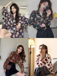 Deer Does Not Make Hong Kong Style Floral Shirt for Men and Women Elegance Retro Girls Wear Studio Shooting Performance Dancing Costume