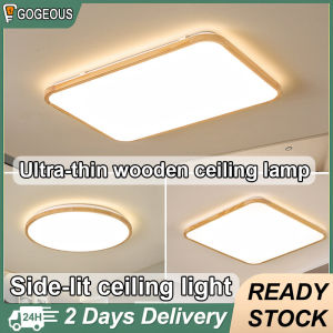 Gogeous wooden ceiling lights modern design 18W 36W 48W dining ceiling living room ceiling light nordic ceiling lamp bathroom bedroom tri color led ceiling light for ceiling