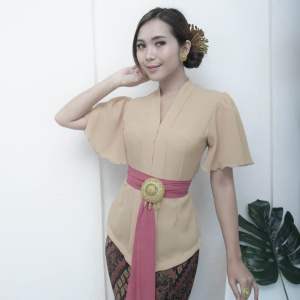 Kebaya Kartini polos lengan rumbai kupu - kebaya Kartini modern - kebaya Kartini