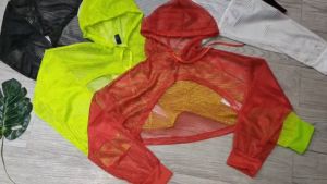 Áo khoác nữ tập yoga gym aerobic thể thao kiểu dáng croptop chất liệu thun lưới co dãn 4 chiều thấm hút mồ hôi Bin Sports A182