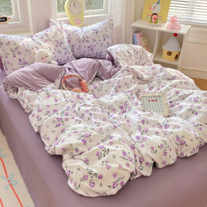 Dansunreve 3/4in1 giường Bộ ga giường rửa bông ga hoa vừa vặn Bộ ga giường S Quilt Cover Cherry/Thỏ/Chó/Gấu vỏ bọc nệm mềm comortable Bộ Ga trải giường Bộ ga giường
