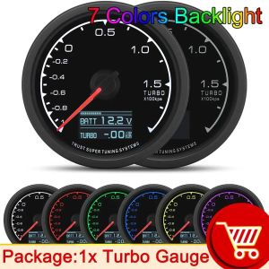 RYSJM | 62MM Car Oil Pressure Meter Kpa 7 Colors Boost Gauge AFR LCD Digital Display Car Gauge Oil Press + Sensor Turbo Boost Meter