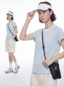 Cold Cloud Hyaluronic Stripe Contrast Raglan Short Sleeve T-shirt