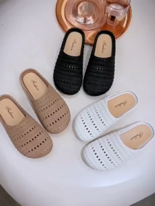 Dép sục nữ bít mũi tròn đế bệt đan lưới cao su êm chống trượt đi mưa đi làm SL040 Giày Mule