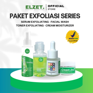 Elzet Skincare Paket Komplit Exfoliating BPOM Paket Lengkap Penghilang Sel Kulit Mati Pemutih Kulit Wajah Glowing