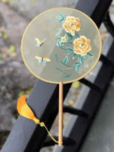 Quạt Tròn Thêu Hai Mặt Phong Cách Cổ Điển Quạt Nhún Nhảy Dân Gian Quạt Nhún Nhảy Nghệ Thuật Thủ Công Quạt Nhún Nhảy Chuyên Dụng