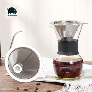 304 Stainless Steel Coffee Filter Reusable Double Layer Cone Coffee Filter Baskets Pour Mesh Strainer Over Coffee Dripper Tools