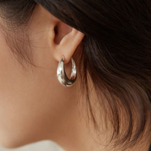 Korean Style Wide Earrings Hoop Earrings S925 Sterling Silver Gold Plated High Quality Girl Lady Good Match Ins  Superior Sense