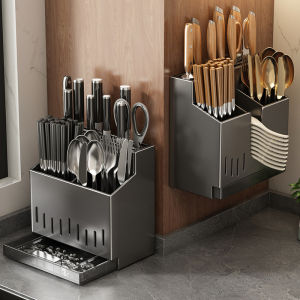 Wall-mounted No-drill Knife & Chopstick Organizer Rack