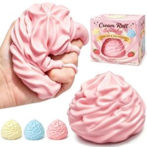Aitemay Realistic Cream Roll Squishy Ball TPR Material Easy Clean Durable Stress Relief Toy for Anxiety Focus