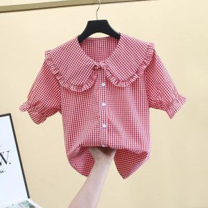 Kemeja  Lengan pendek Anak Perempuan / Blouse Flat collar untuk usia 2-13th