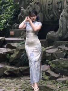 CHANGTONG | Vintage Elegant Chinese Style Qipao Dress Long