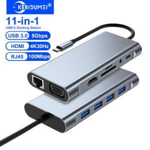 kebidumei | KEBIDUMEI 11 Ports USB C Docking Stations USB C HUB Type C to HDMI Adapter 4K USB 3.0 Splitter Adapter For PC Laptop Macbook