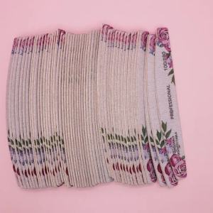 Bộ 10 Dũa Móng Tay In Hoa Văn Gỗ Độ Nhám 100/180 & 180/240 Giấy Nhám Dụng Cụ Làm Móng Dũa Móng Hình Bán Nguyệt Màu Xanh Lá