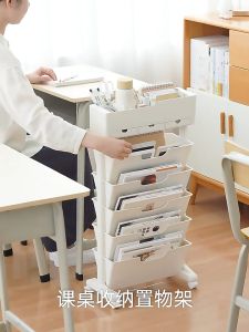 Desk Side Storage Rack Bookshelf Side Table With Wheels Book Stationery Student Organizer Portable Lightweight