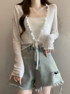Ice Silk Sun Protection Knitted Short Cardigan