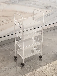 HomeChic 100% Metal 3/4/5 Layer trolley cart Space saving mobile storage rack Metal utility rack for Bedroom and Bathroom#XTC06