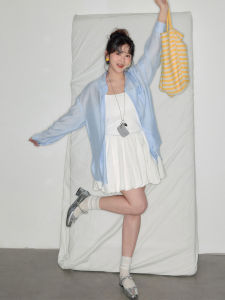 Slimming Effectiveness White Strap Dress Set Zhang Da Person Large Size Womens Fashionable Korean Style Commute Wind High Waist A-Line Skirt