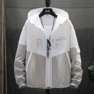 Mens Summer Ultra-Thin Baseball Jacket Ice Silk Sun Protection Clothing Breathable Trendy UV Protection Lightweight Polyester